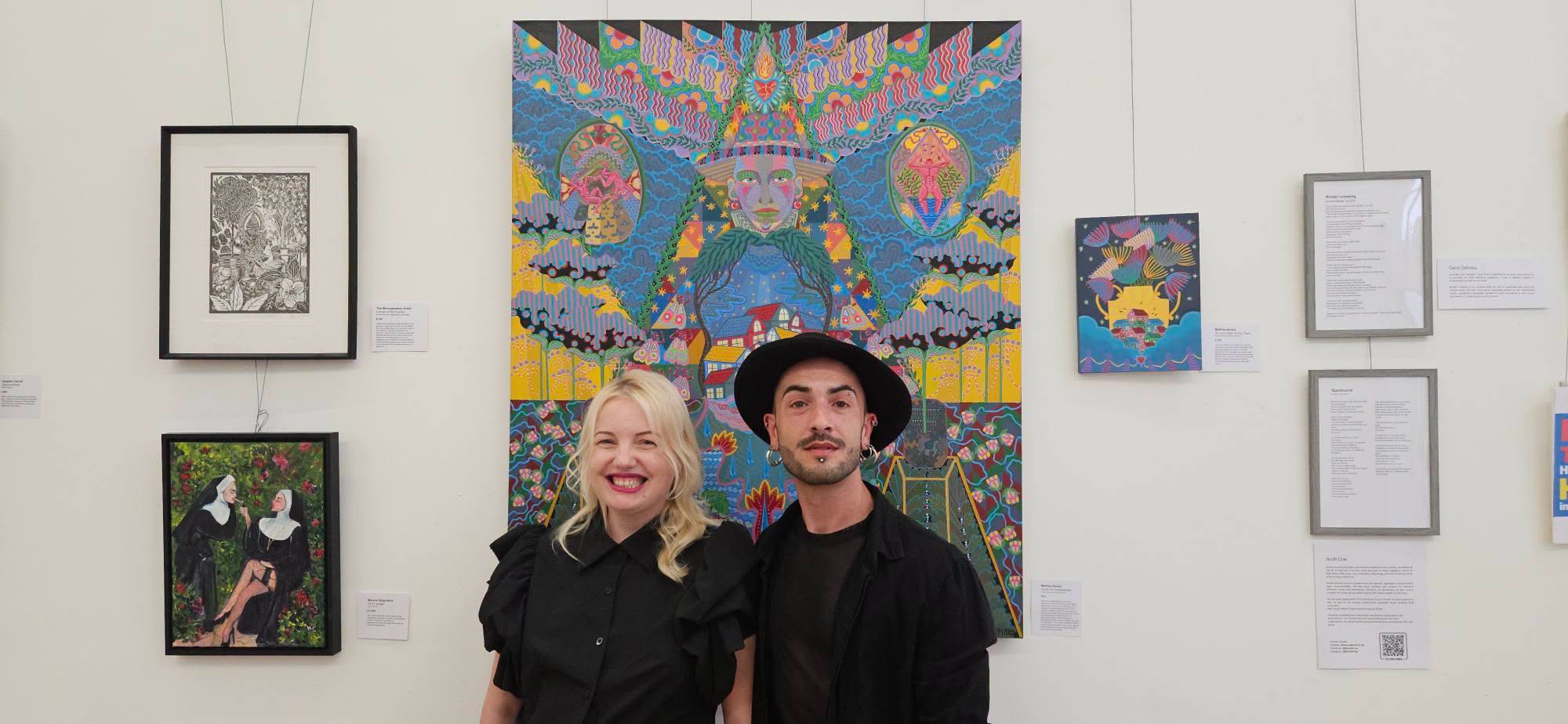 Ukrainian artist Marina Stognieva and Latvian artist Mefisto Bedre at the Diversity in Art exhibition